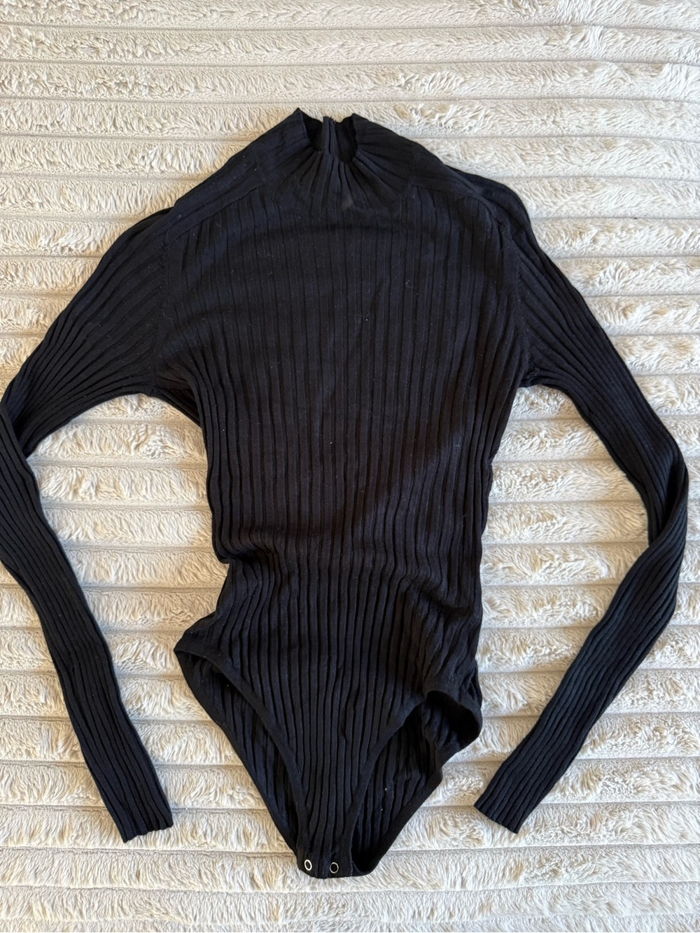 Dynamite Black Ribbed Mock-Neck Sweater Bodysuit